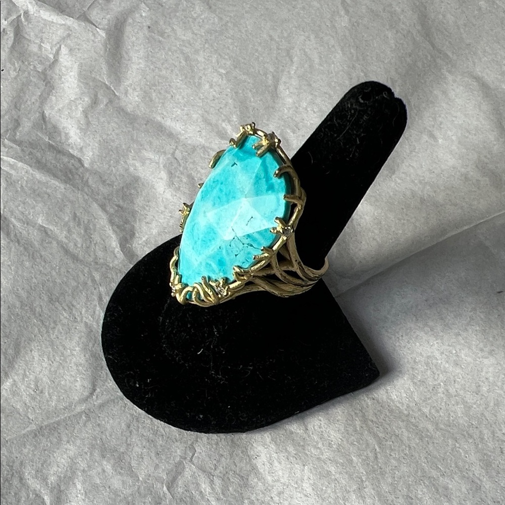 Alexis Bittar Turquoise and Gold Ring Size 7.5